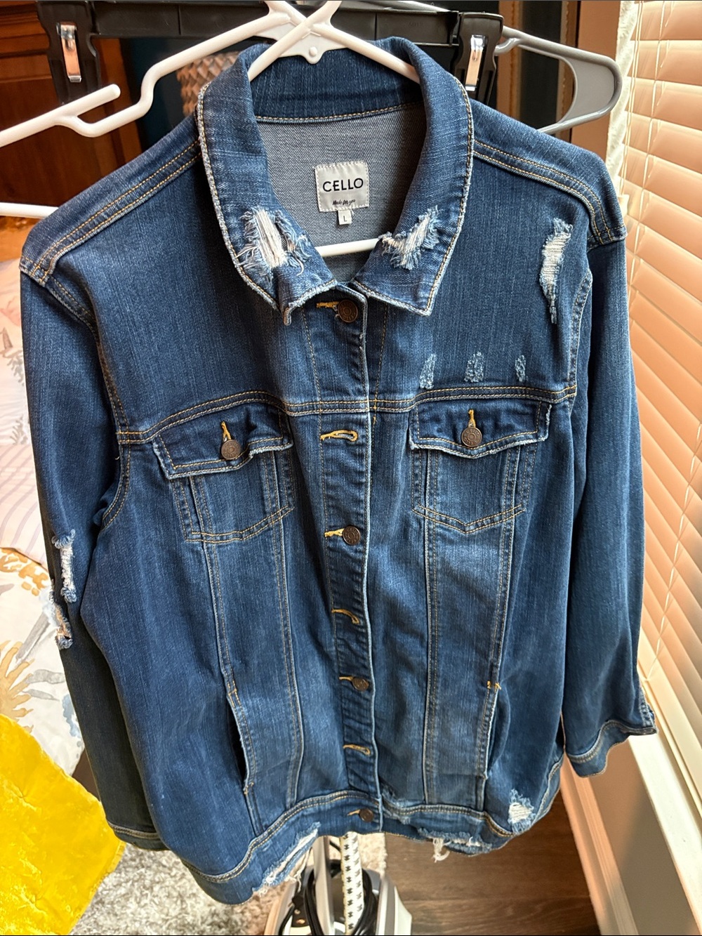 Cello Dark Blue Distressed Denim Jacket